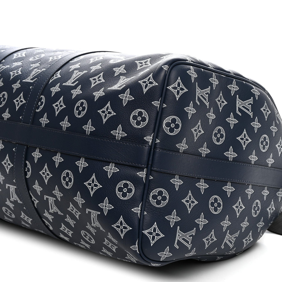 Calfskin Shadow Monogram Keepall Bandouliere 50 Ink Blue White wholesalehk.shop
