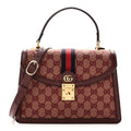 GG Supreme Monogram Textured Dollar Calfskin Web Small Ophidia Padlock Top Handle Bag Bordeaux £¨ Direct shipment via from wholesalehk.shop