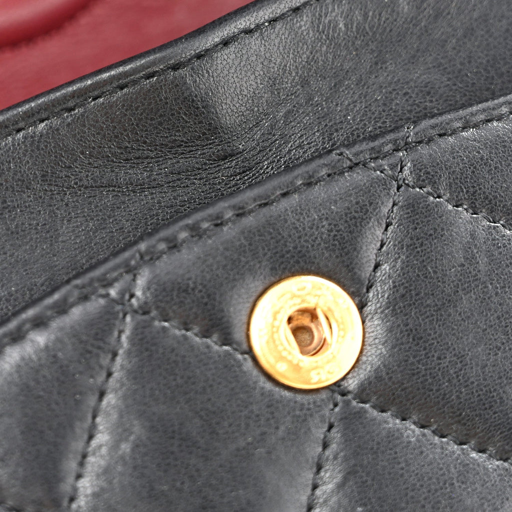 Lambskin Quilted Small Double Flap Black wholesalehk.shop