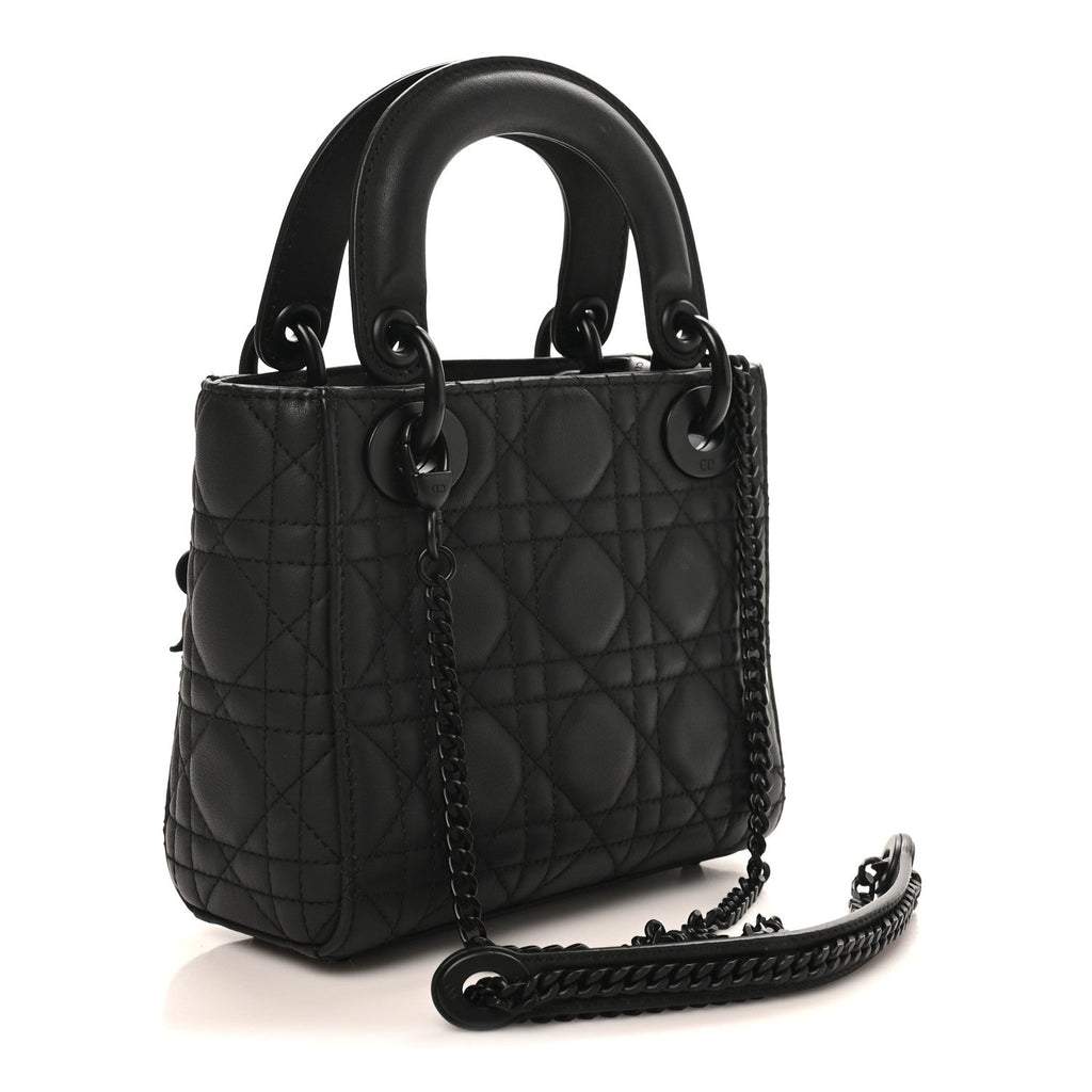Ultra Matte Calfskin Cannage Mini Lady Dior Black wholesalehk.shop
