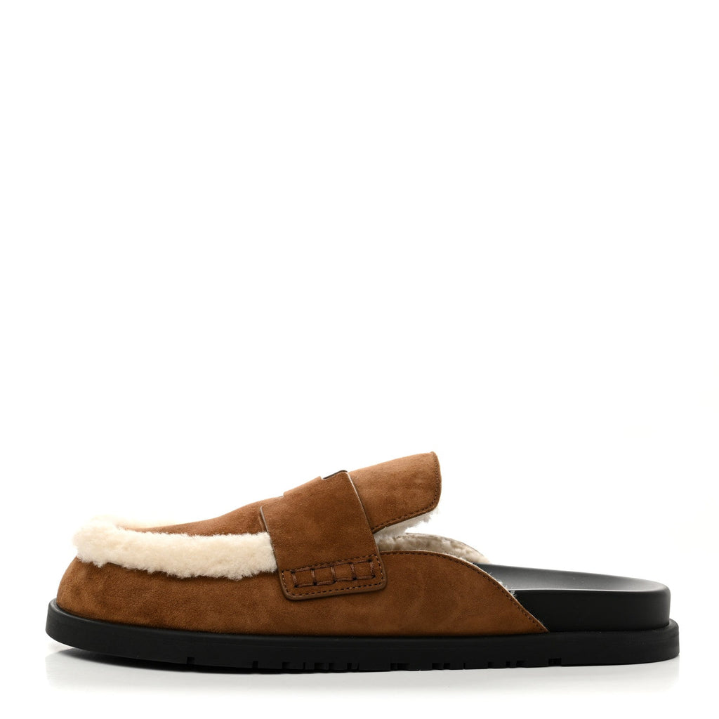 Suede Goatskin Shearling Mens Go Mules 43 Beige Kraft Ecru wholesalehk.shop