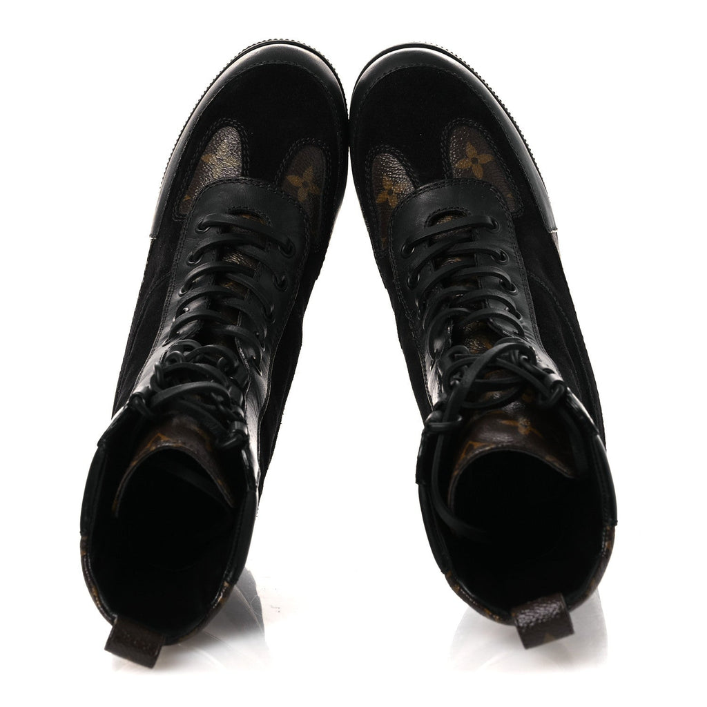 Suede Calfskin Monogram Laureate Platform Desert Boots 36 Black £¨ Direct shipment via from wholesalehk.shop
