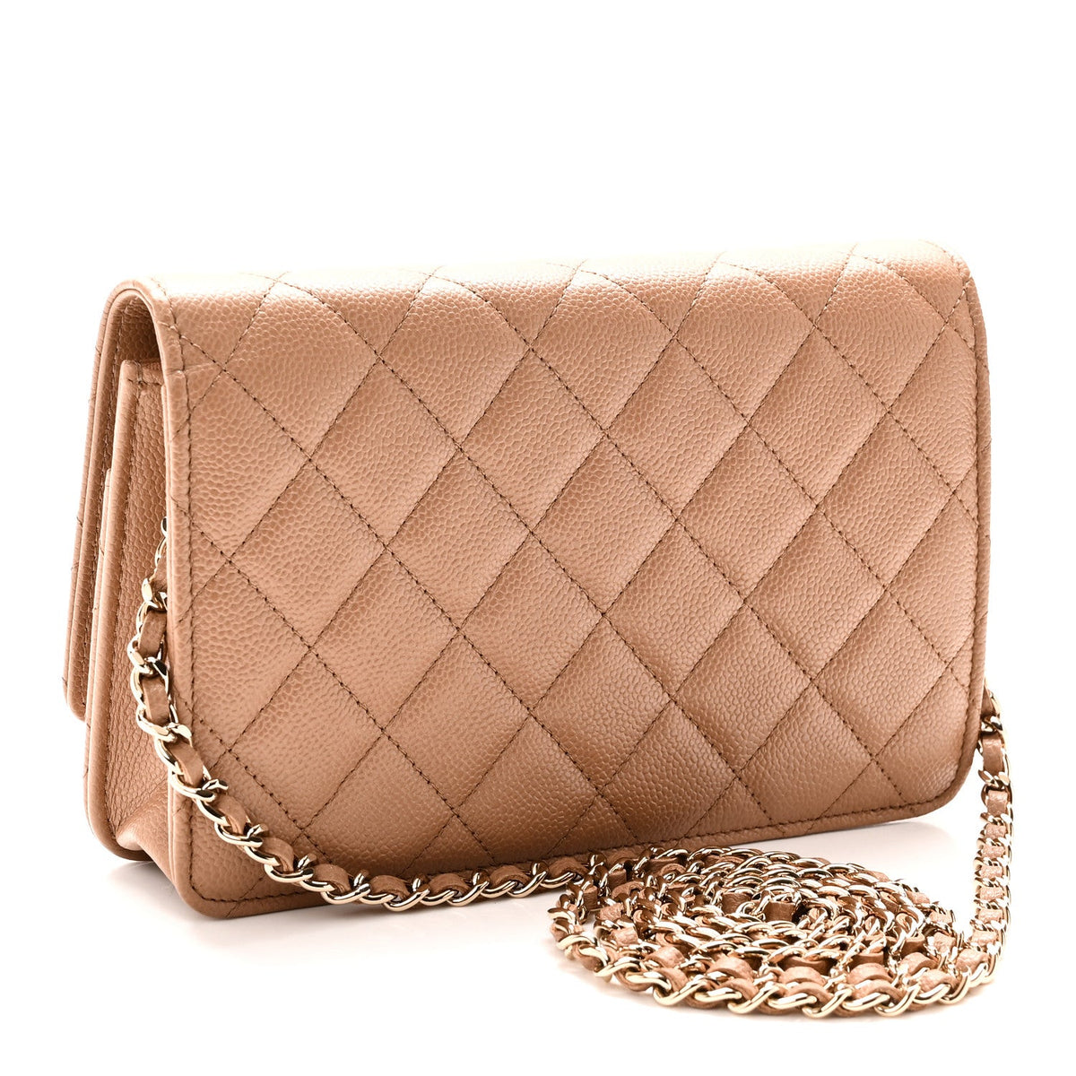 Caviar Quilted Multi Chain Wallet On Chain WOC Beige wholesalehk.shop