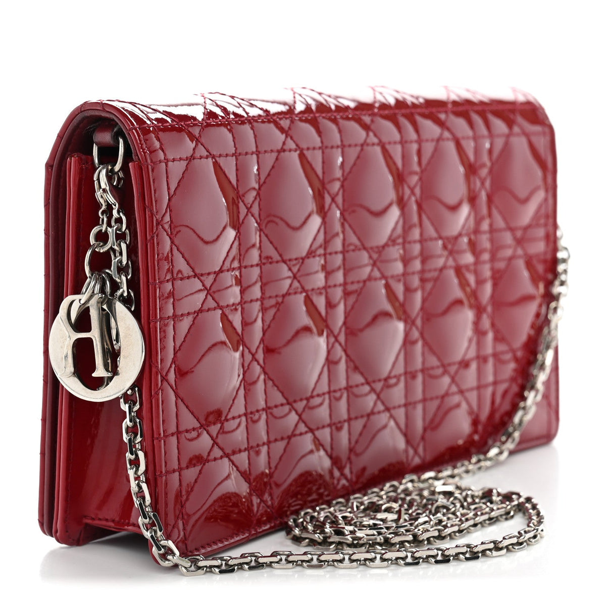 Patent Cannage Lady Dior Clutch Red Red wholesalehk.shop