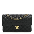 Lambskin Quilted Small Double Flap Black wholesalehk.shop
