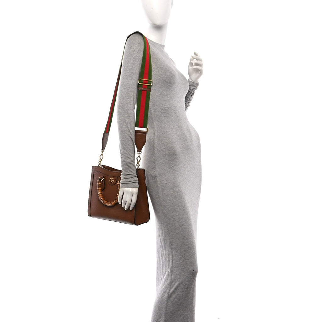 Textured Dollar Calfskin Web Small Diana Tote Bag Cuir Black wholesalehk.shop