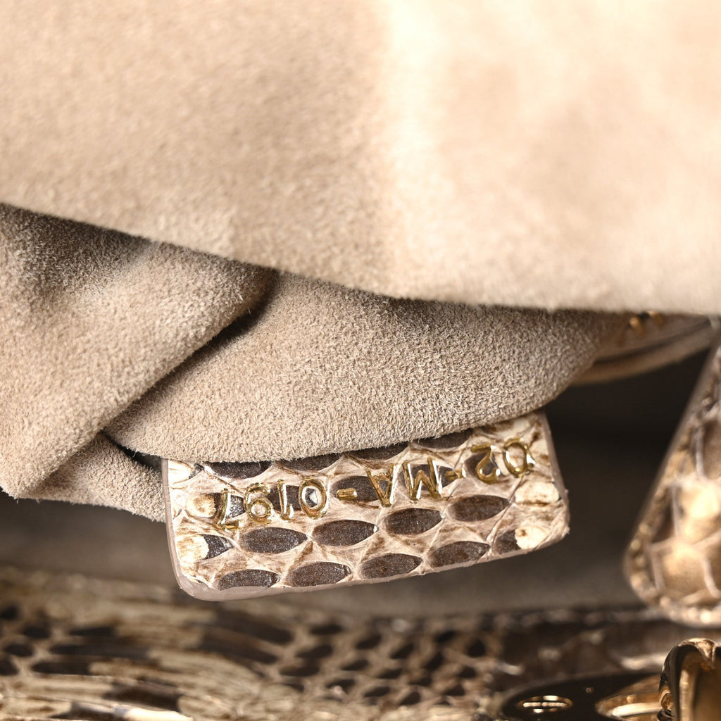 Metallic Snakeskin Cannage Mini Lady Dior Beige wholesalehk.shop
