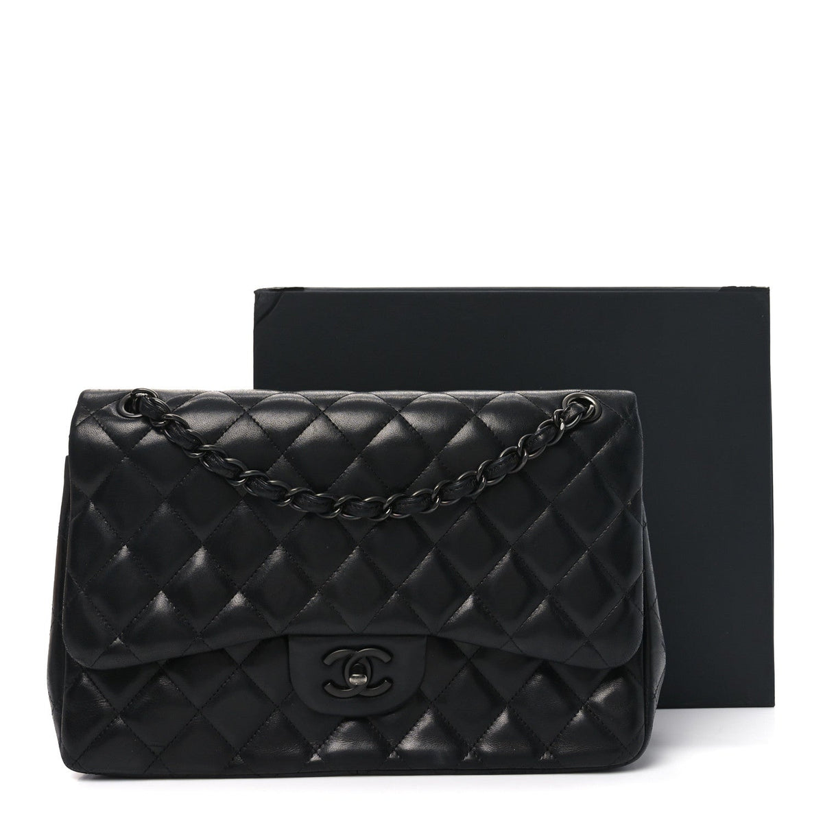 Lambskin Quilted Jumbo Double Flap So Black wholesalehk.shop