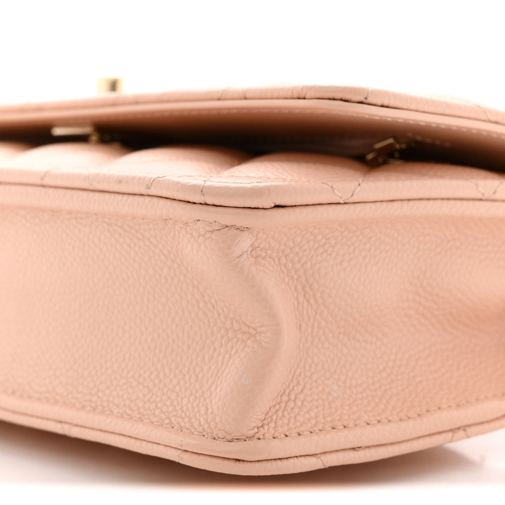 Caviar Quilted CC Turnlock Wallet On Chain WOC Beige wholesalehk.shop