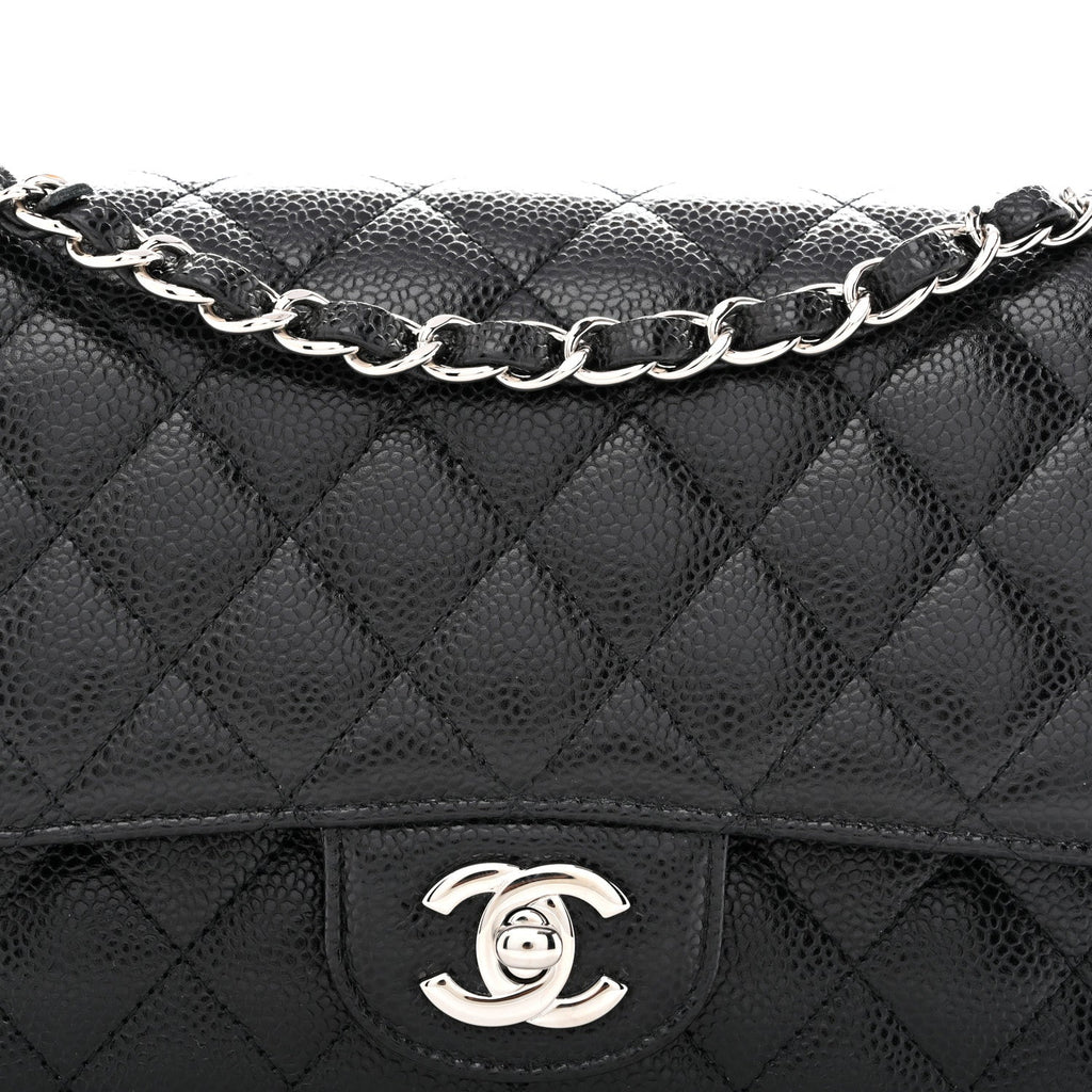 Caviar Quilted Medium Double Flap Black wholesalehk.shop