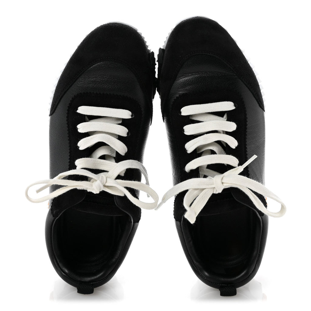 Goatskin Suede Goatskin Bouncing Sneakers 37.5 Black wholesalehk.shop