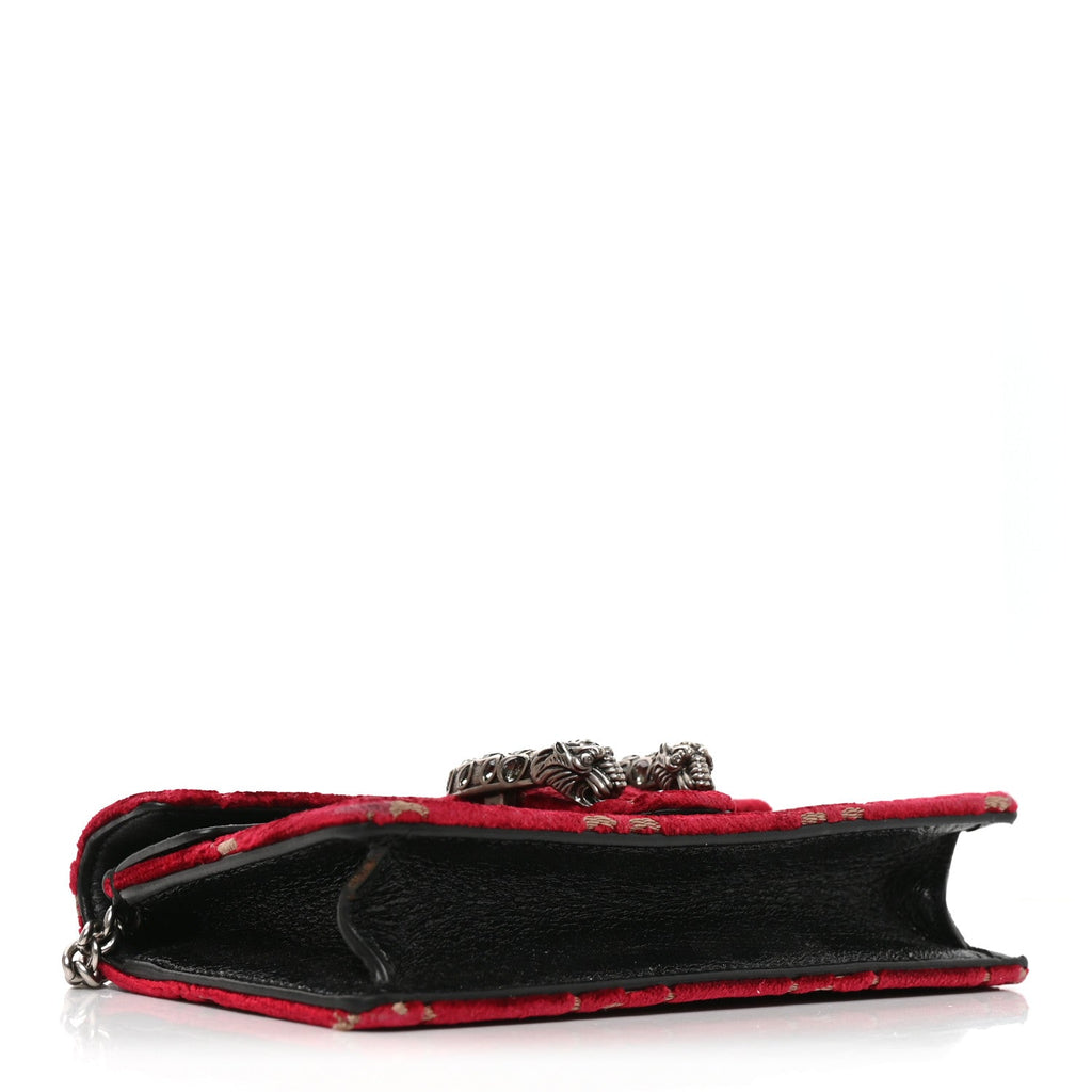Velvet GG Monogram Super Mini Dionysus Shoulder Bag Red Cipria Black wholesalehk.shop