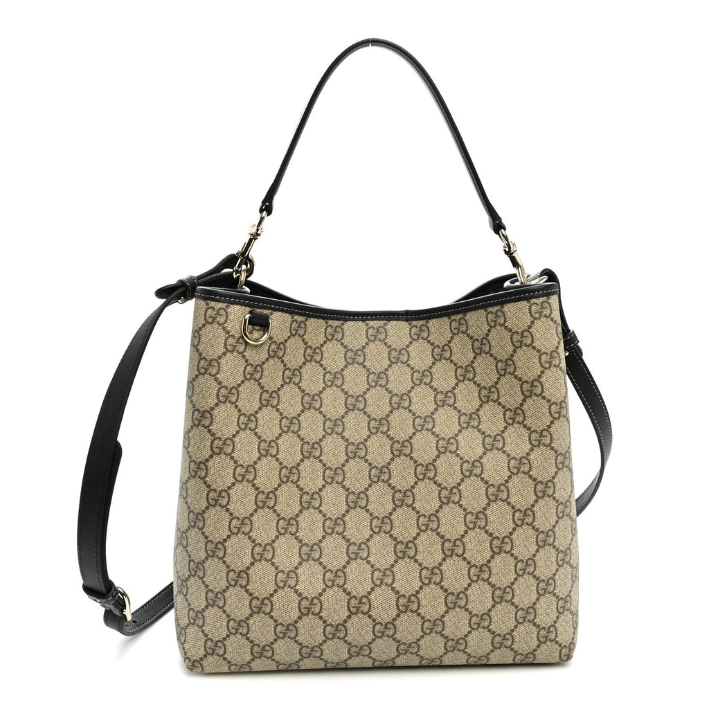GG Supreme Monogram Medium Emblem Bucket Bag Beige Dark Brown Black wholesalehk.shop
