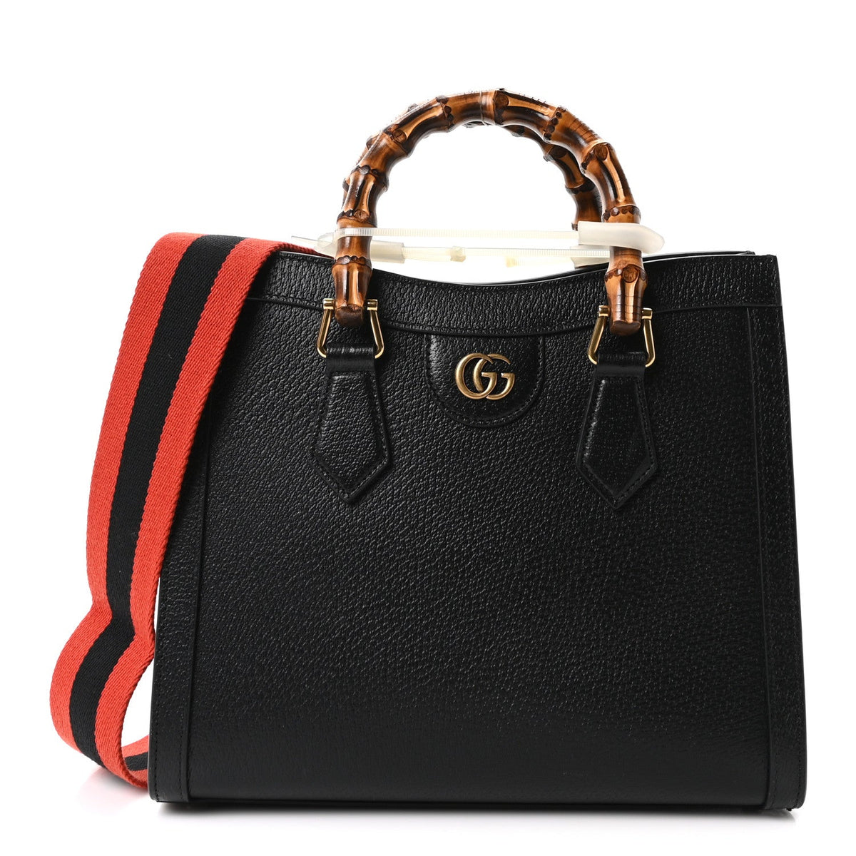 Textured Dollar Calfskin Web Small Diana Tote Bag Black Dusty Grey wholesalehk.shop