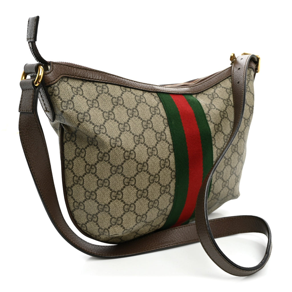 GG Supreme Monogram Web Small Ophidia Half Moon Hobo Brown wholesalehk.shop