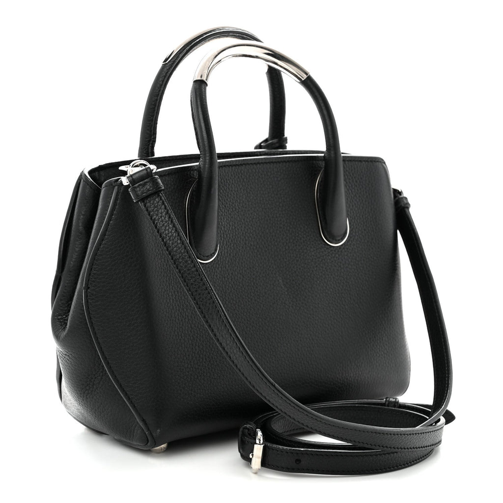 Grained Calfskin Small Open Bar Tote Black wholesalehk.shop