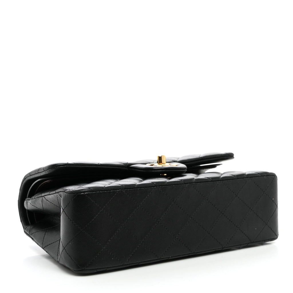 Lambskin Quilted Small Double Flap Black wholesalehk.shop