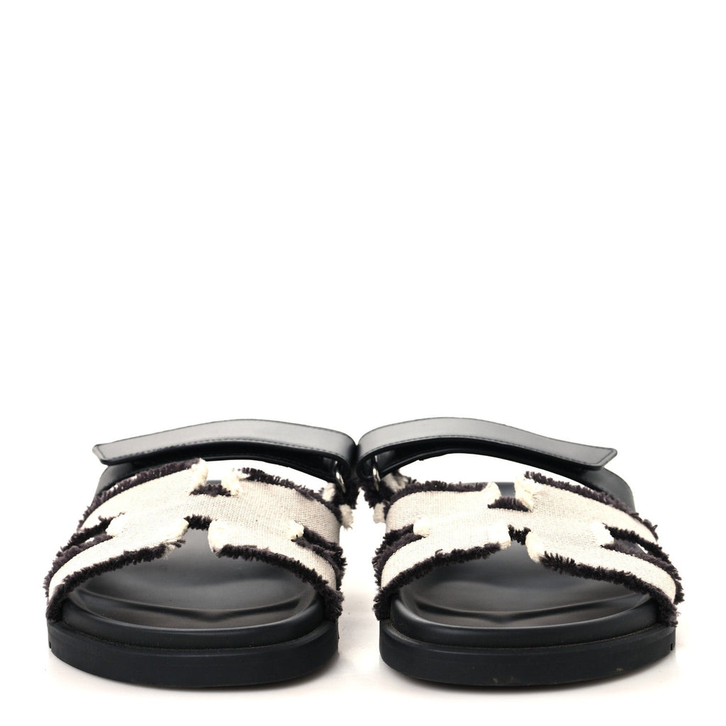 Techno Fringed H Canvas Caflskin Womens Chypre Sandals 39 Prunoir Black wholesalehk.shop