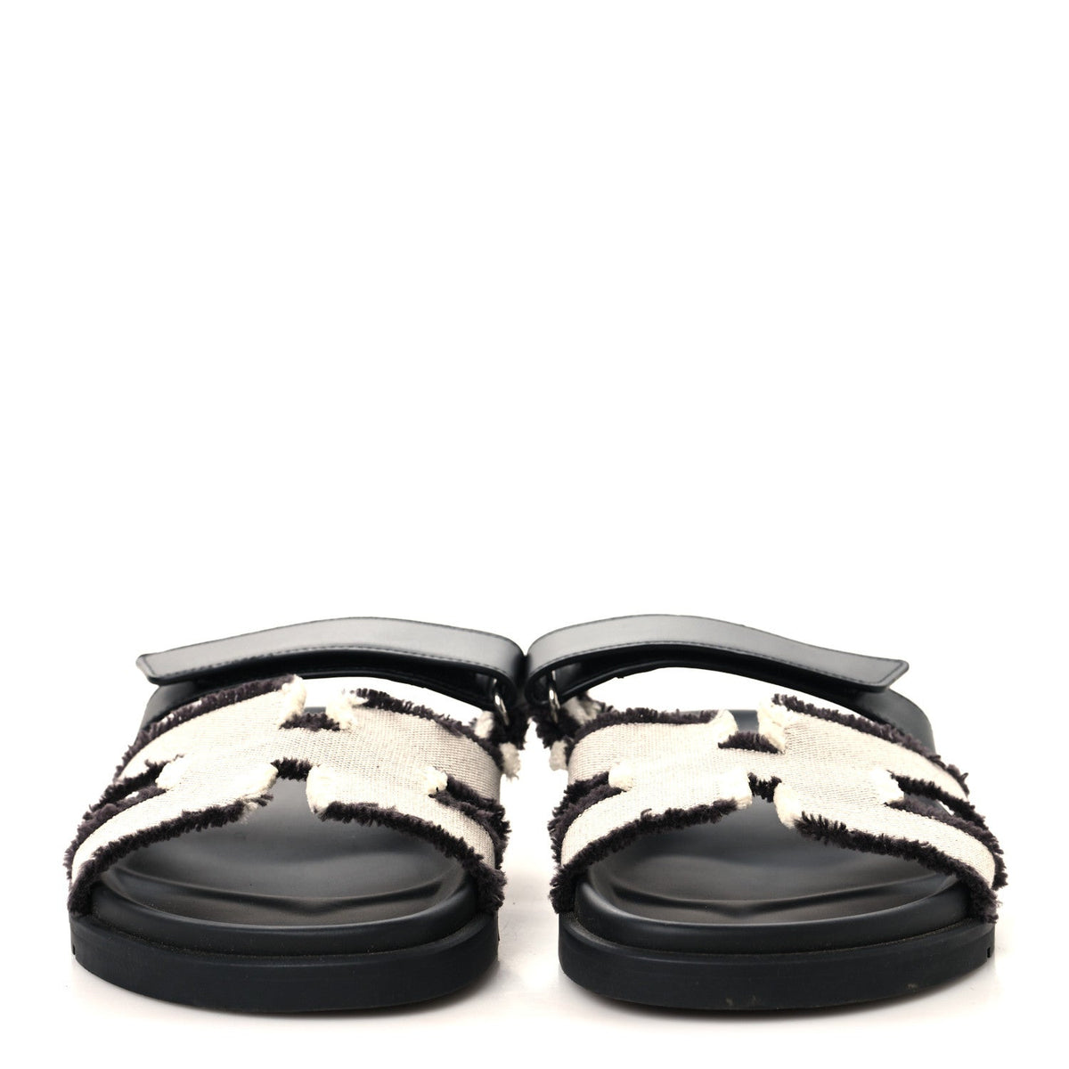 Techno Fringed H Canvas Caflskin Womens Chypre Sandals 39 Prunoir Black wholesalehk.shop