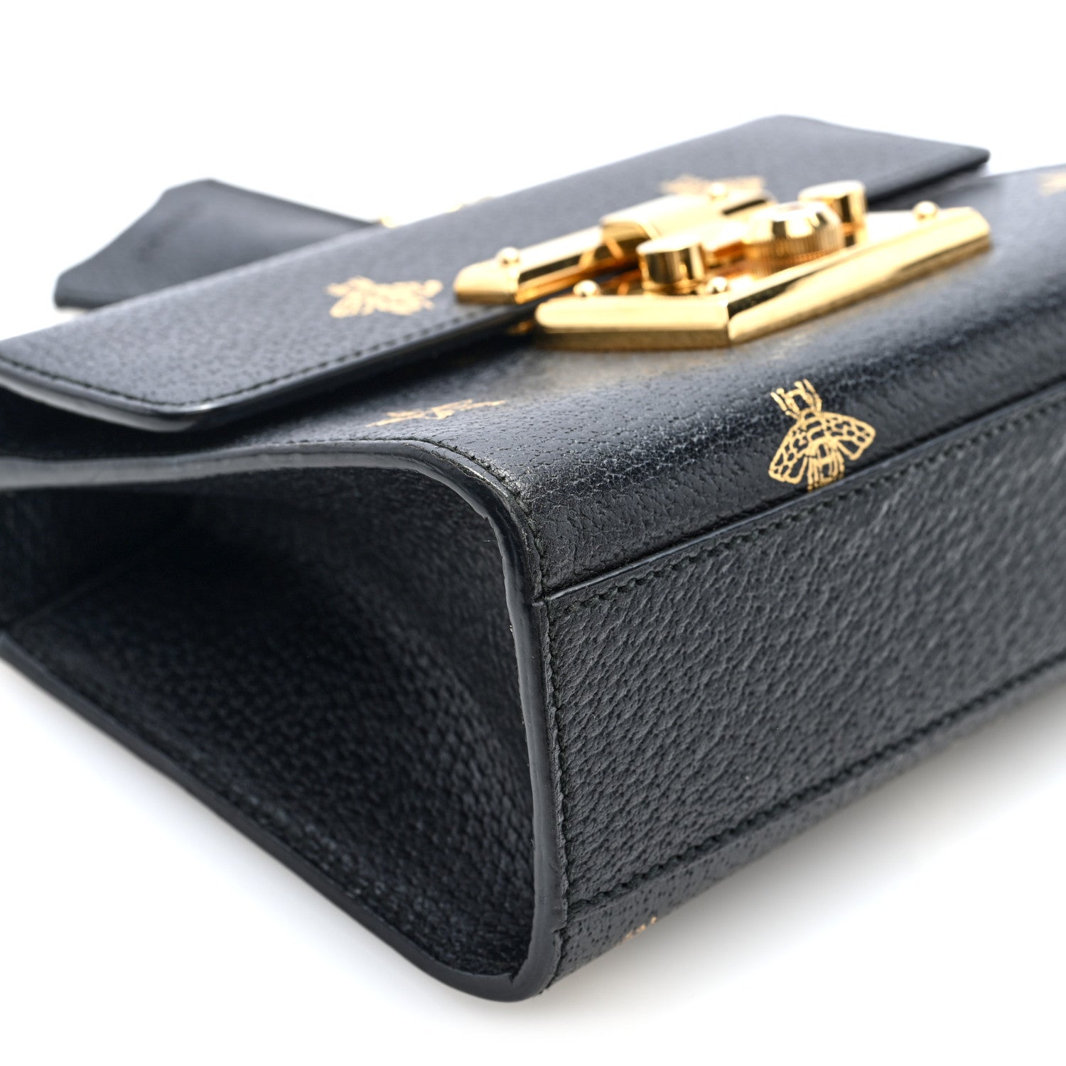 Grained Calfskin Bee Star Small Padlock Shoulder Bag Black £¨ Direct shipment via from wholesalehk.shop