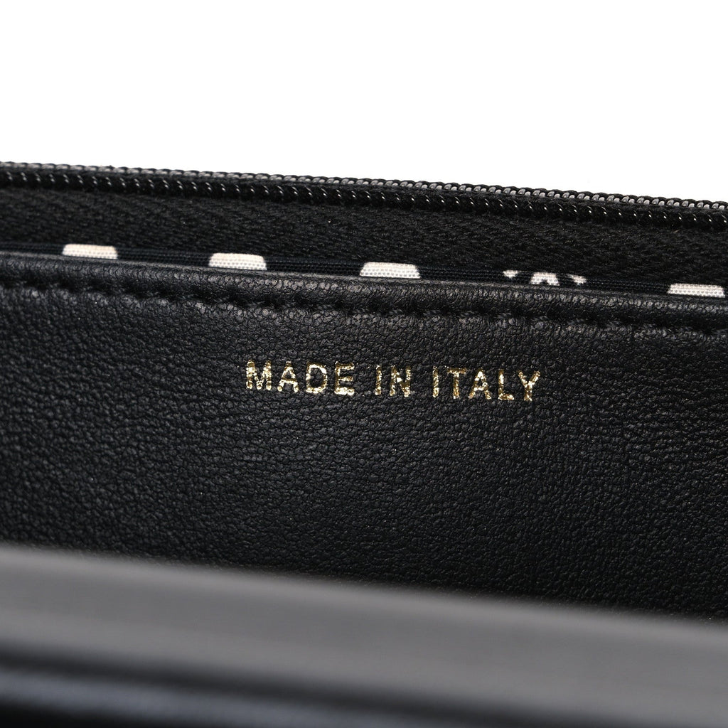 Lambskin Quilted Pearl CC Wallet on Chain WOC Black wholesalehk.shop
