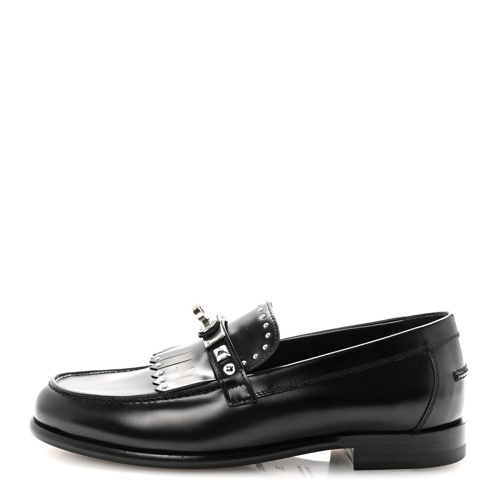 Glazed Calfskin Medor Studded Fringe Womens Destin Loafer 35 Black wholesalehk.shop