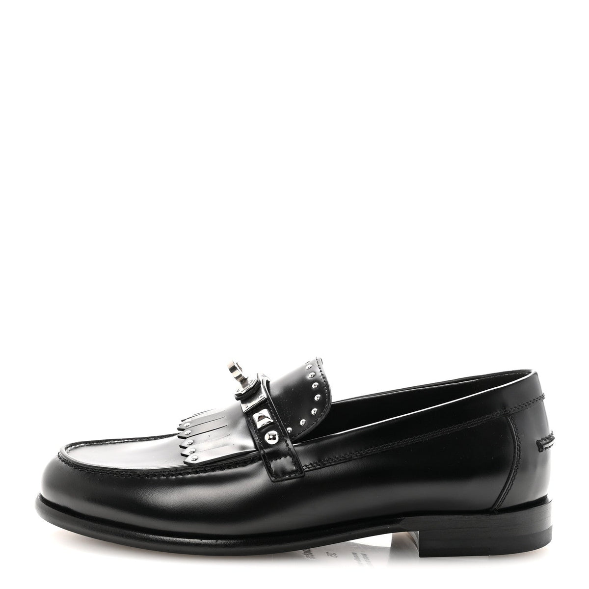Glazed Calfskin Medor Studded Fringe Womens Destin Loafer 35 Black wholesalehk.shop