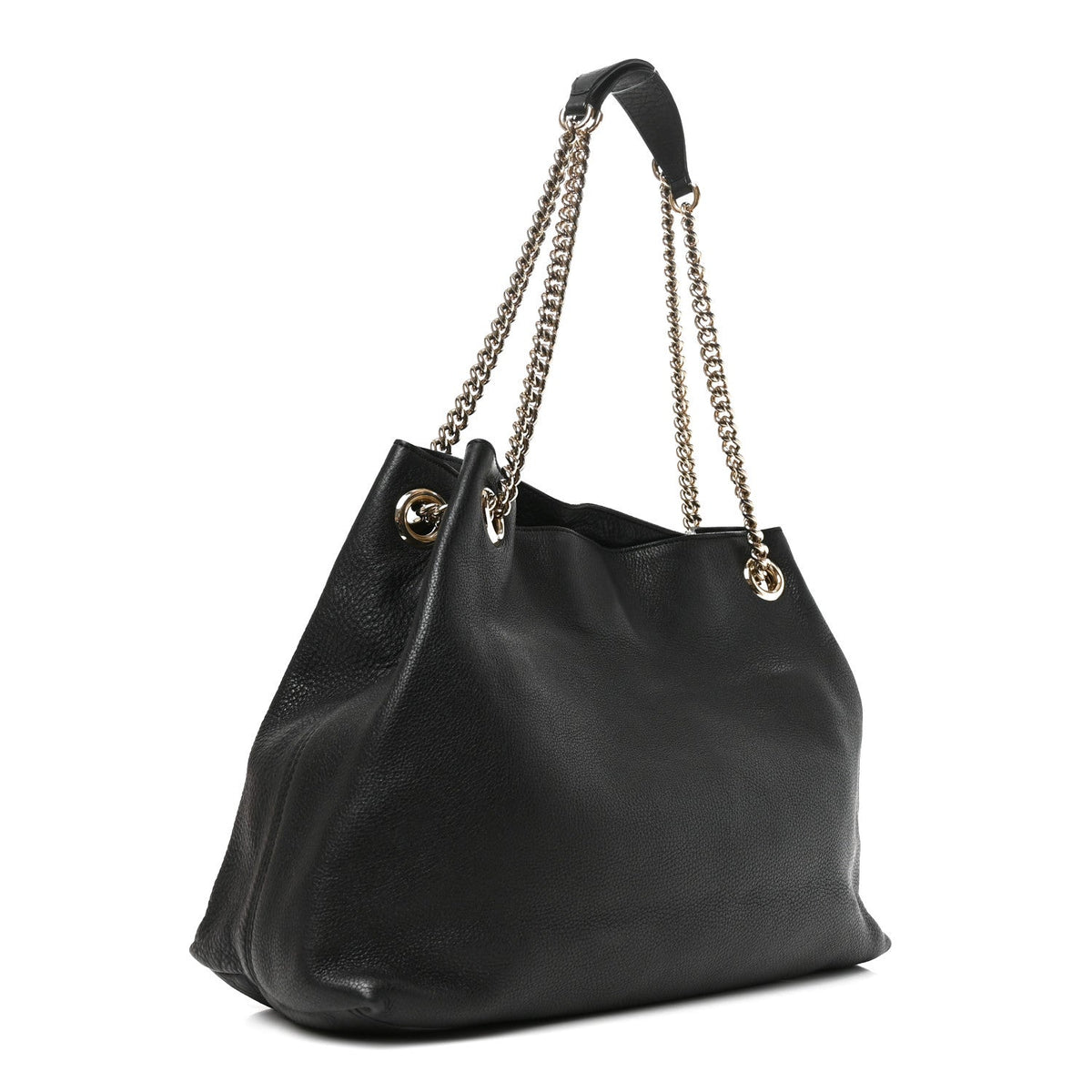 Pebbled Calfskin Medium Soho Chain Shoulder Bag Black wholesalehk.shop
