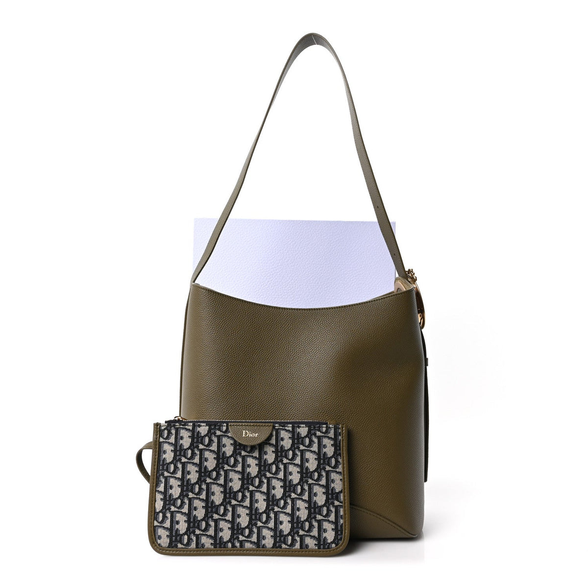 Grained Calfskin Medium Medaillon Bucket Bag Khaki wholesalehk.shop