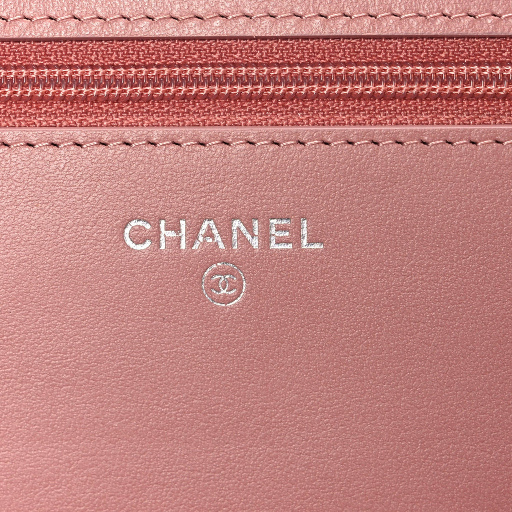 Ombre Patent Calfskin Quilted Wallet on Chain WOC Pink White wholesalehk.shop