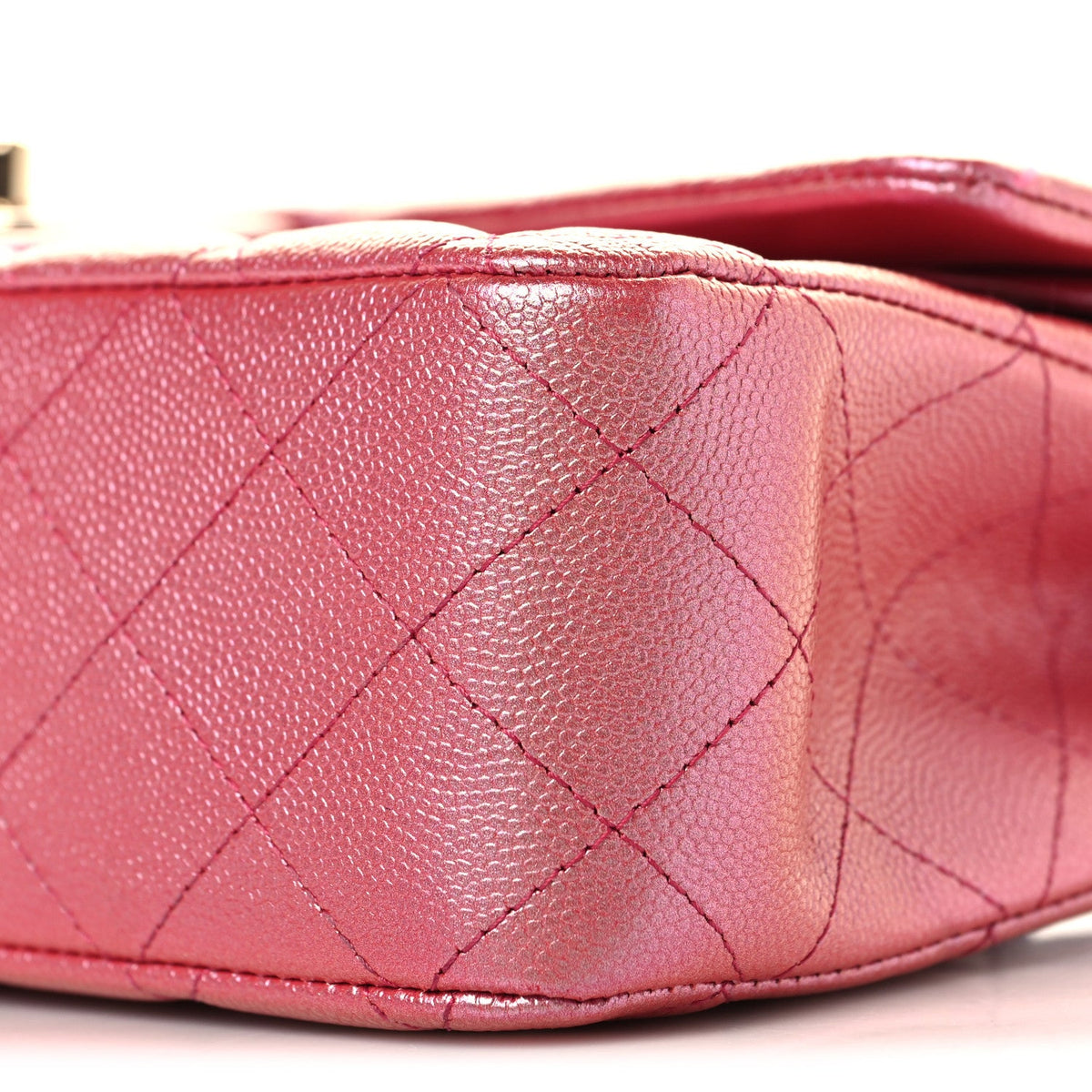 Iridescent Caviar Quilted Medium Double Flap Dark Pink wholesalehk.shop