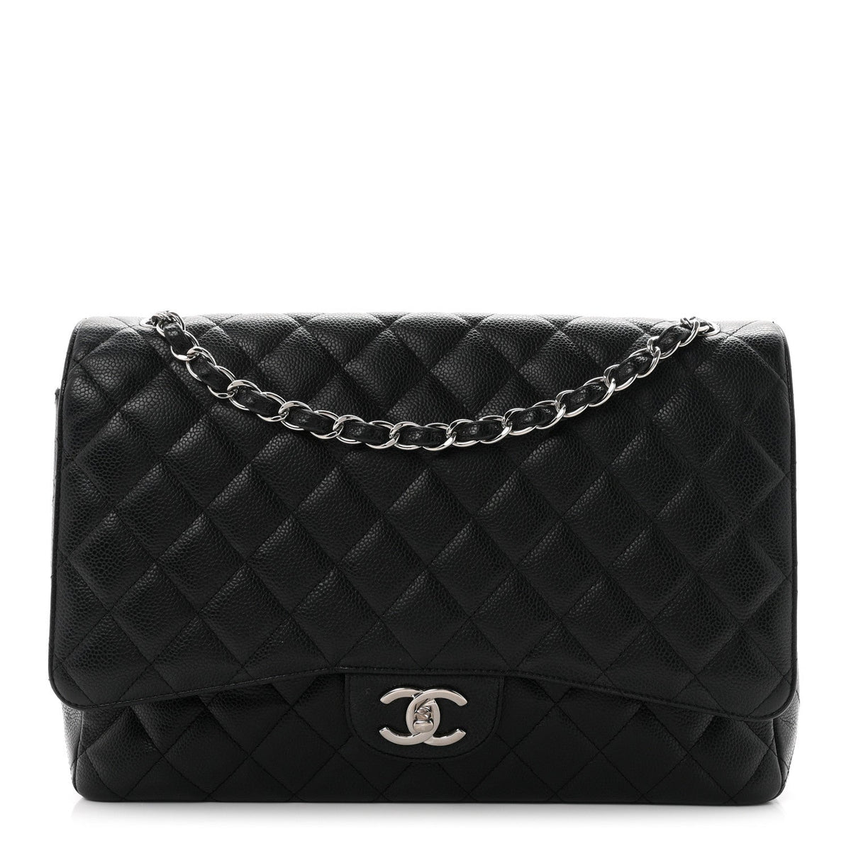 Caviar Quilted Maxi Double Flap Black wholesalehk.shop