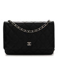 Lambskin Quilted Wallet On Chain WOC Black wholesalehk.shop