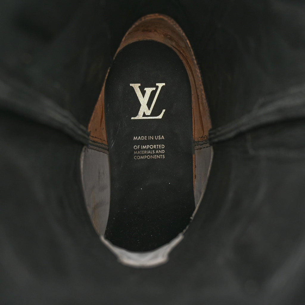 Calfskin LV Texan Mens Rider Boots 10.5 Black Silver £¨ Direct shipment via from wholesalehk.shop