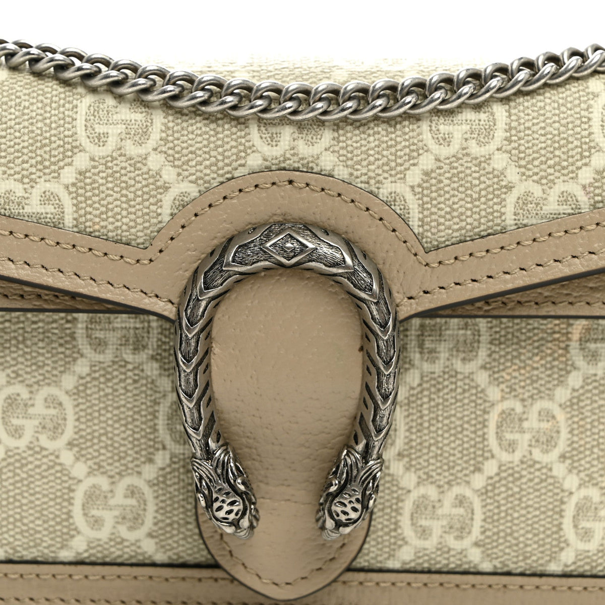 GG Supreme Monogram Textured Dollar Calfskin Super Mini Dionysus Shoulder Bag Beige Mystic White Oatmeal wholesalehk.shop