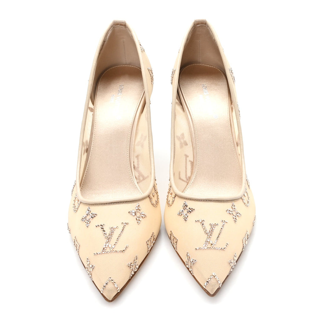 Monogram Mesh Strass Gala Pumps 35 Nude £¨ Direct shipment via from wholesalehk.shop
