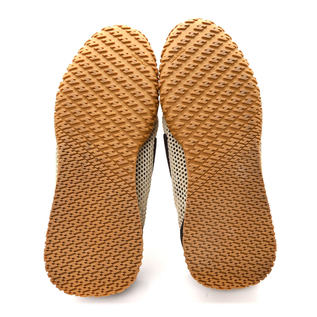Crochet Knit Suede Goatskin Mens Jet Sneakers 44.5 Beige Lin Marron Ebene wholesalehk.shop