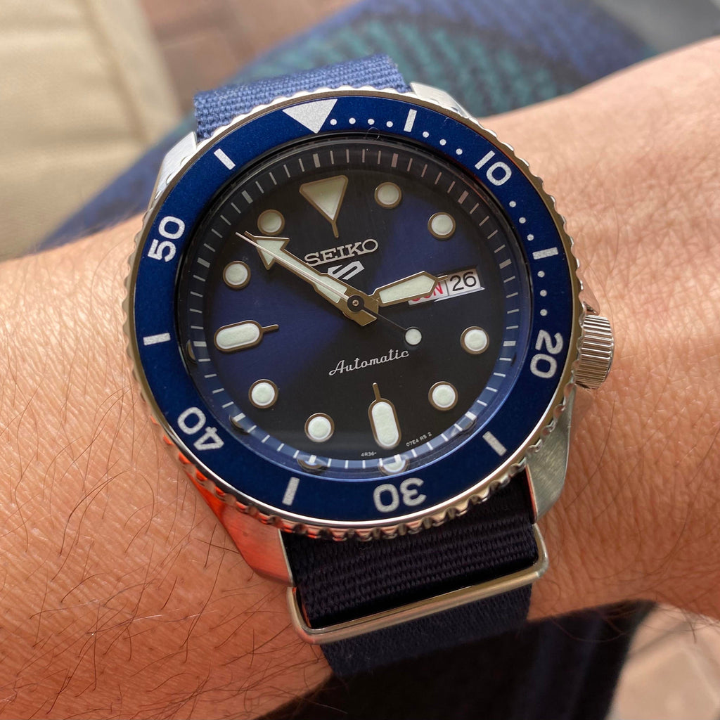 Seiko 5 Sports Automatic SKX Blue Dial Blue NATO Strap Watch For Men - SRPD51K2 wholesalehk.shop