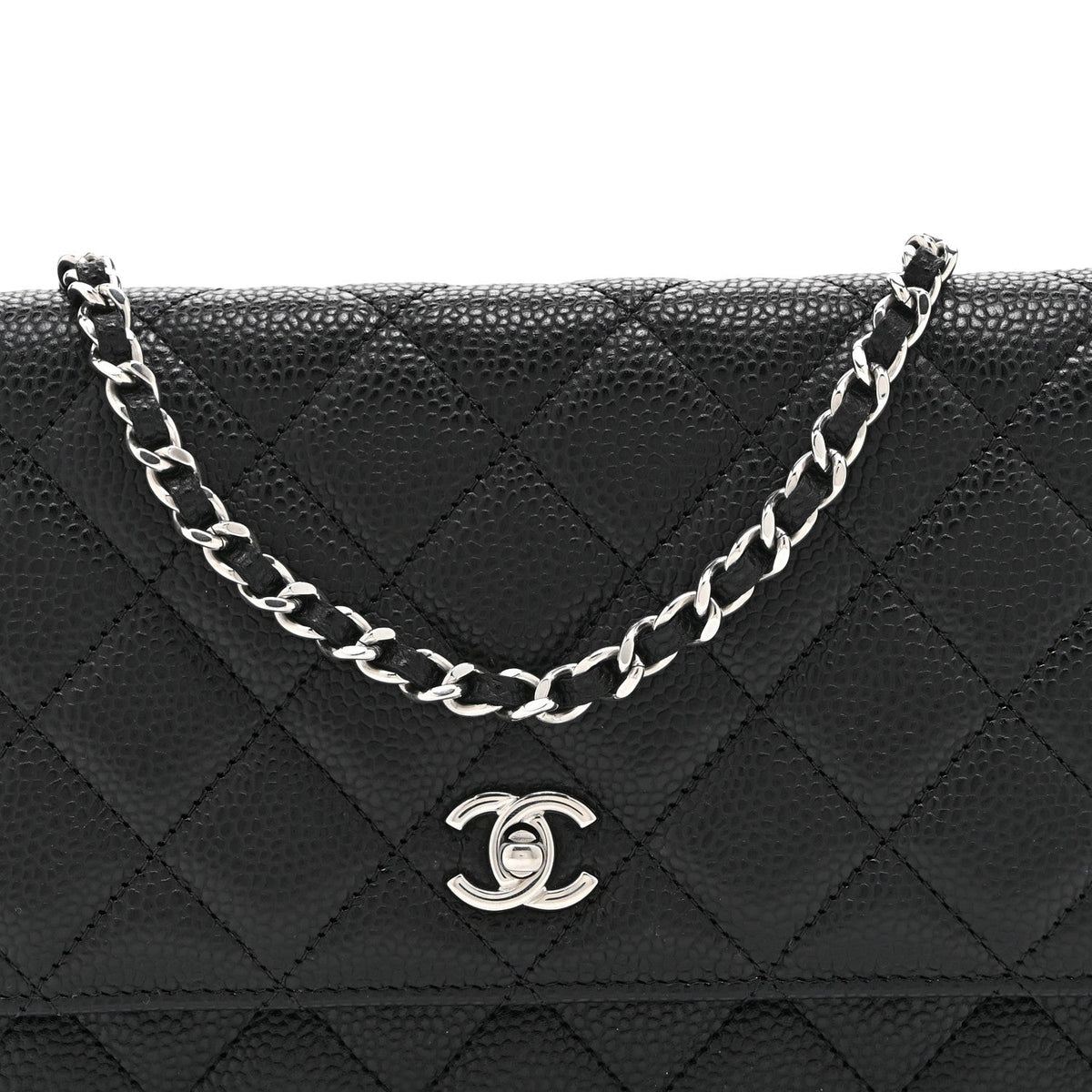 Caviar Quilted CC Turnlock Wallet On Chain WOC Black wholesalehk.shop