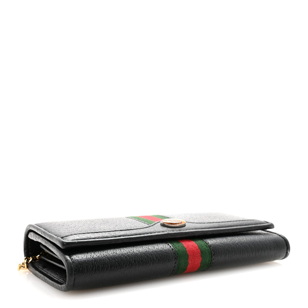 Dollar Calfskin Web Ophidia Wallet On Chain Black wholesalehk.shop