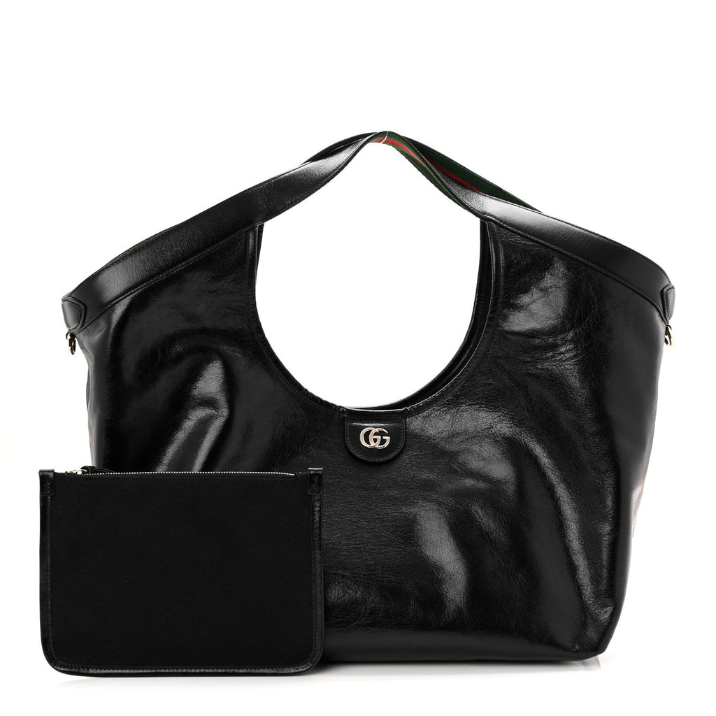 Soft Glossy Calfskin Large Giglio Tote Black wholesalehk.shop