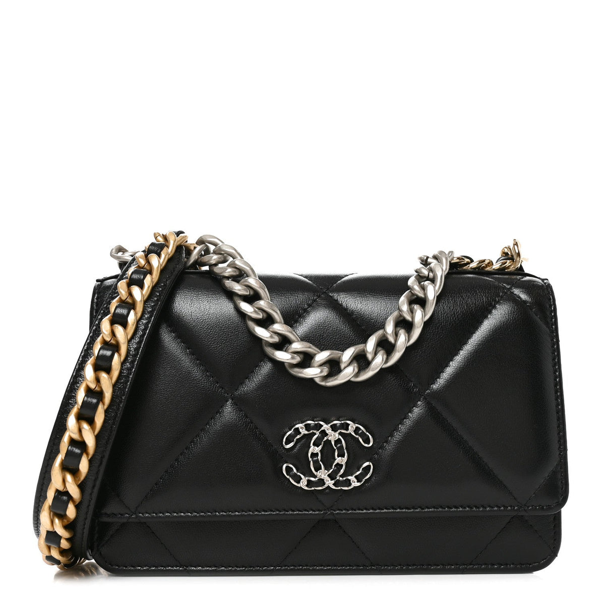 Lambskin Quilted Chanel 19 Wallet On Chain WOC Black wholesalehk.shop