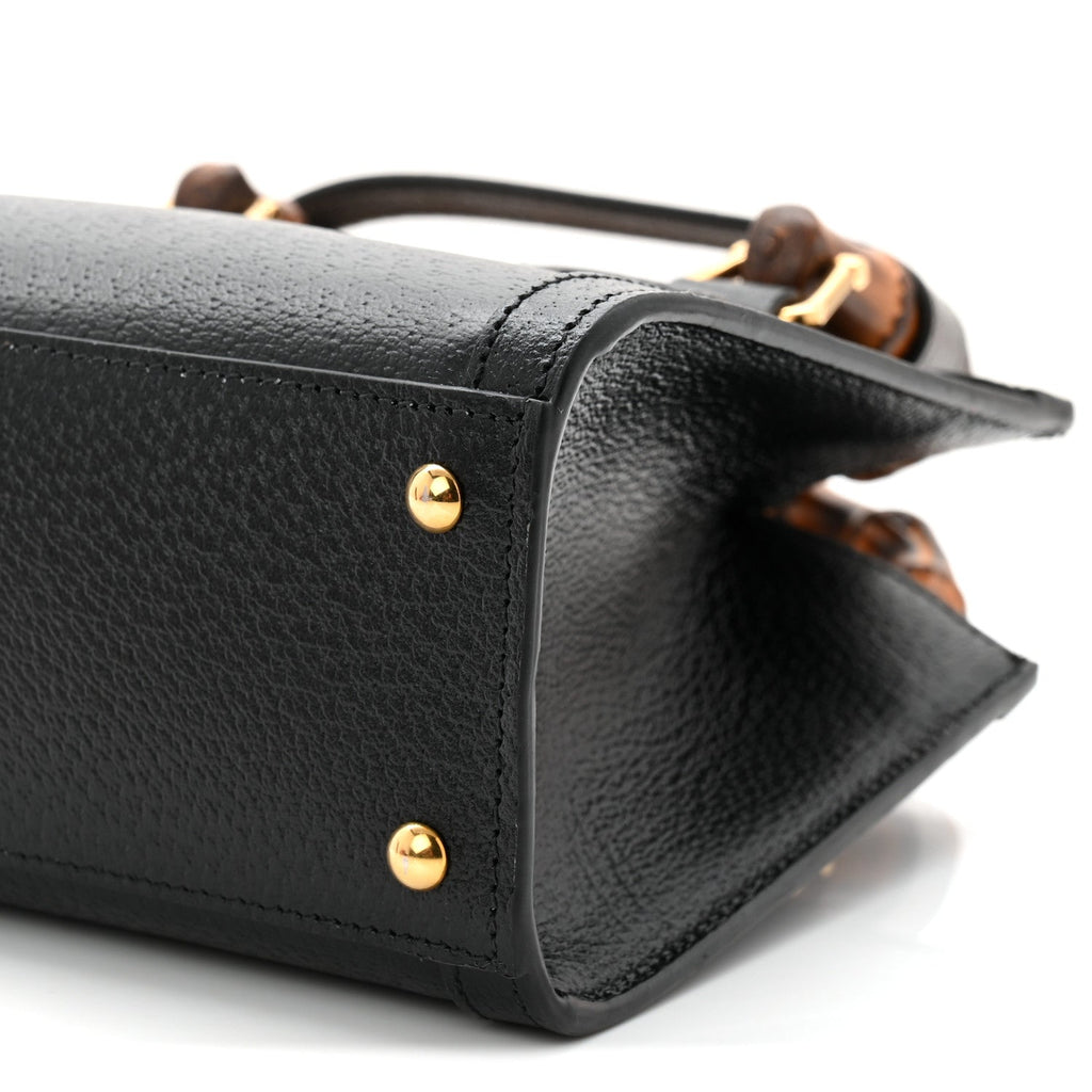 Textured Dollar Calfskin Web Mini Diana Tote Bag Black wholesalehk.shop