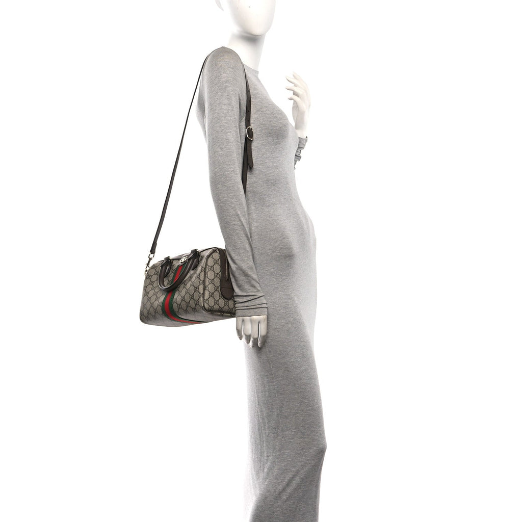 GG Supreme Monogram Web Medium Ophidia Top Handle Bag Beige Ebony New Acero wholesalehk.shop