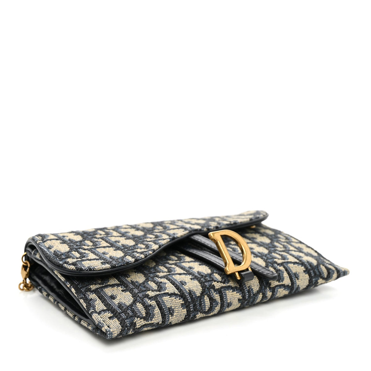 Oblique Saddle Chain Long Wallet Blue wholesalehk.shop