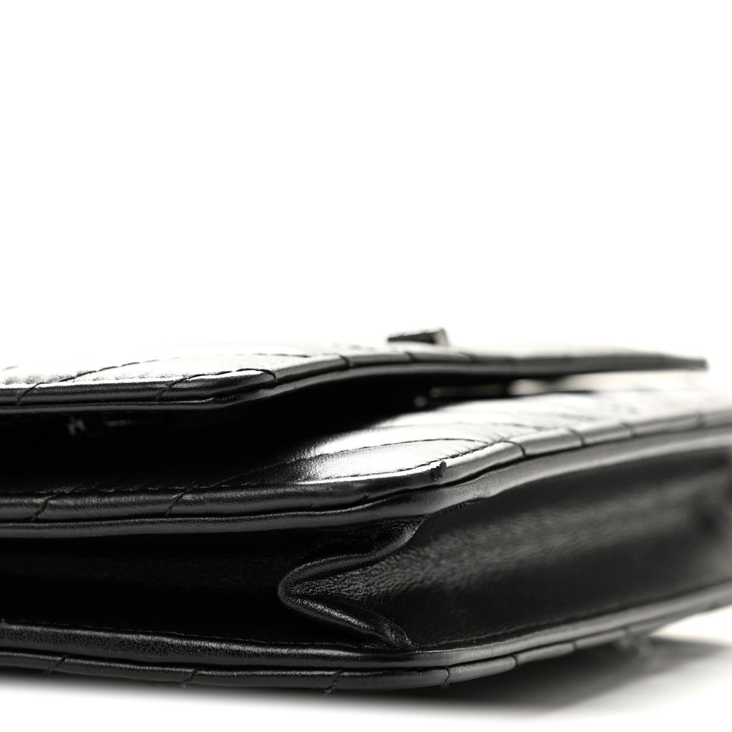 Aged Calfskin Chevron Quilted Reissue Wallet On Chain WOC So Black wholesalehk.shop
