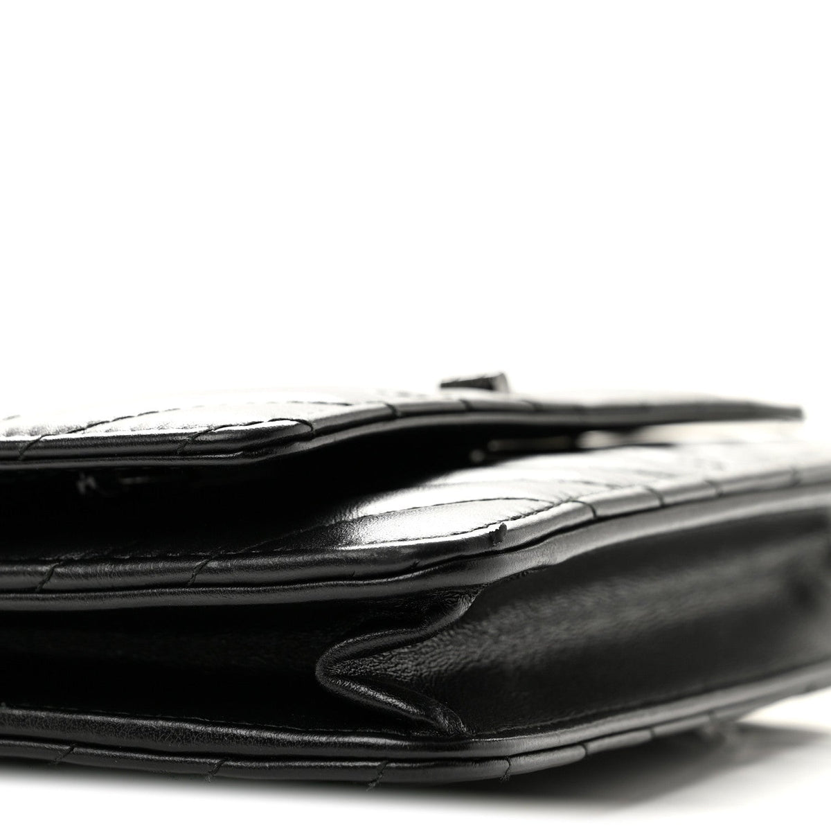 Aged Calfskin Chevron Quilted Reissue Wallet On Chain WOC So Black wholesalehk.shop