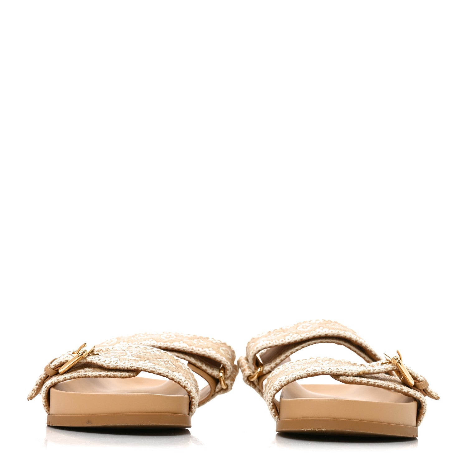 Raffia Monogram Bom Dia Flat Mule Sandals 39 Natural £¨ Direct shipment via from wholesalehk.shop