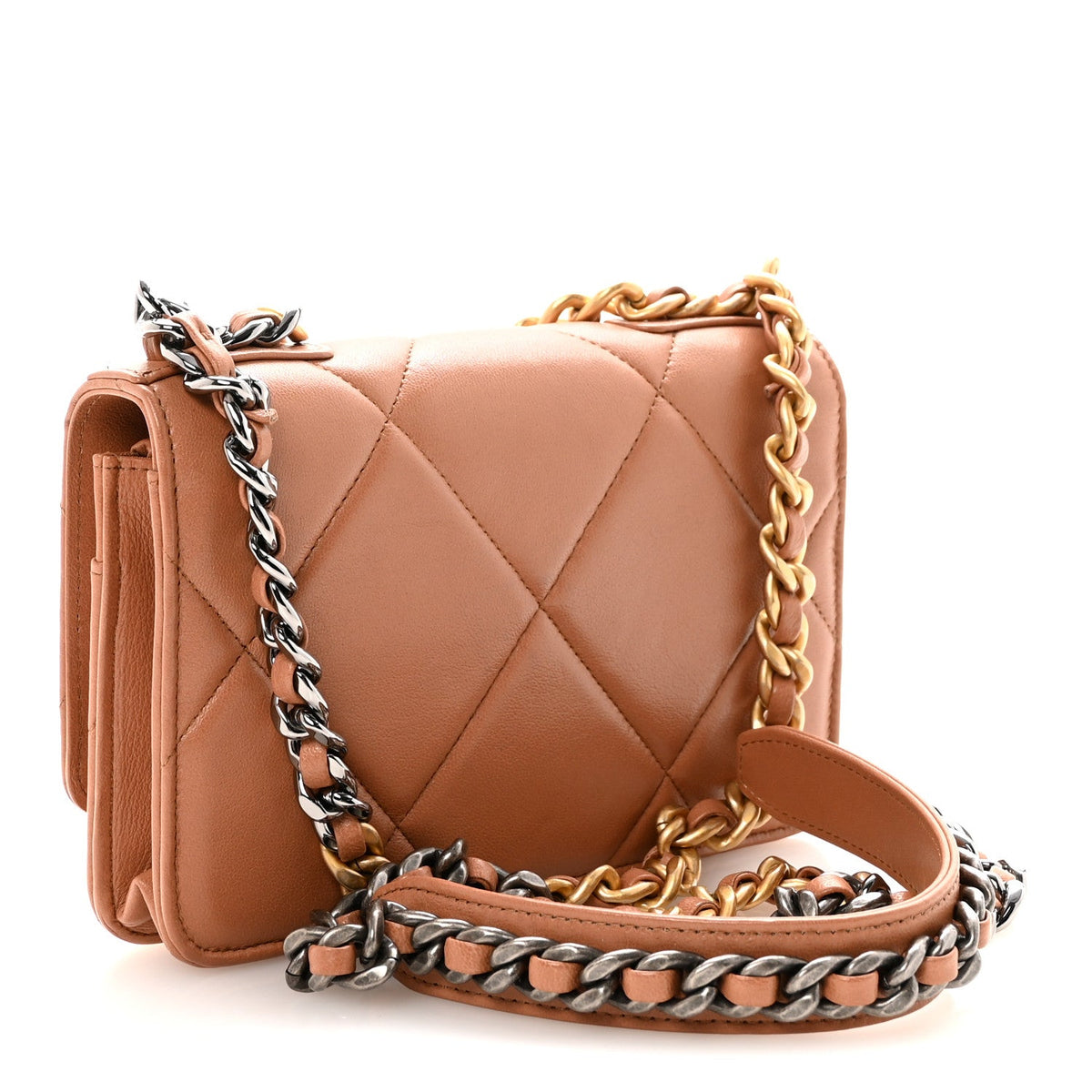 Lambskin Quilted Chanel 19 Wallet On Chain WOC Brown wholesalehk.shop