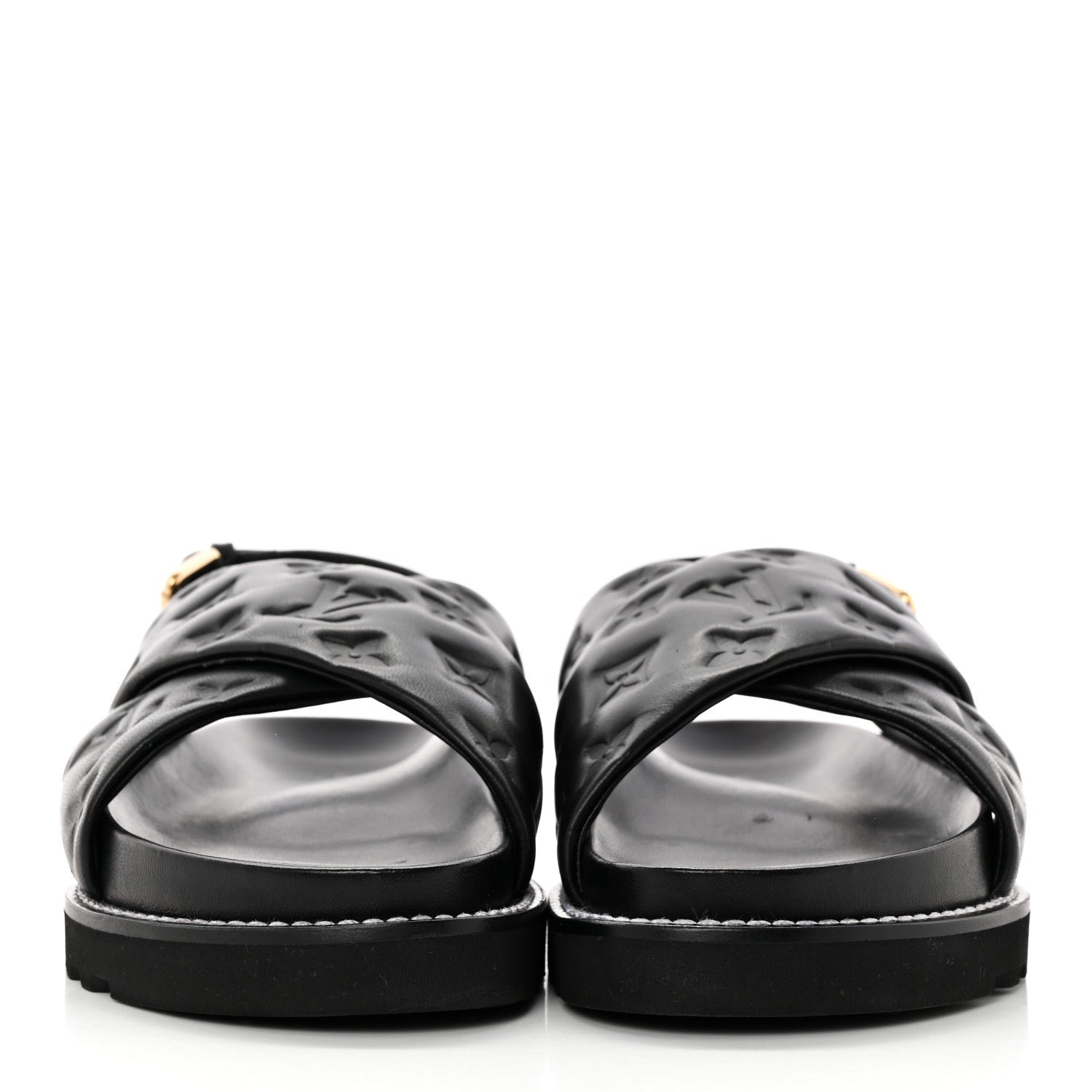 Lambskin Monogram Embossed Paseo Flat Comfort Sandals 39 Black £¨ Direct shipment via from wholesalehk.shop